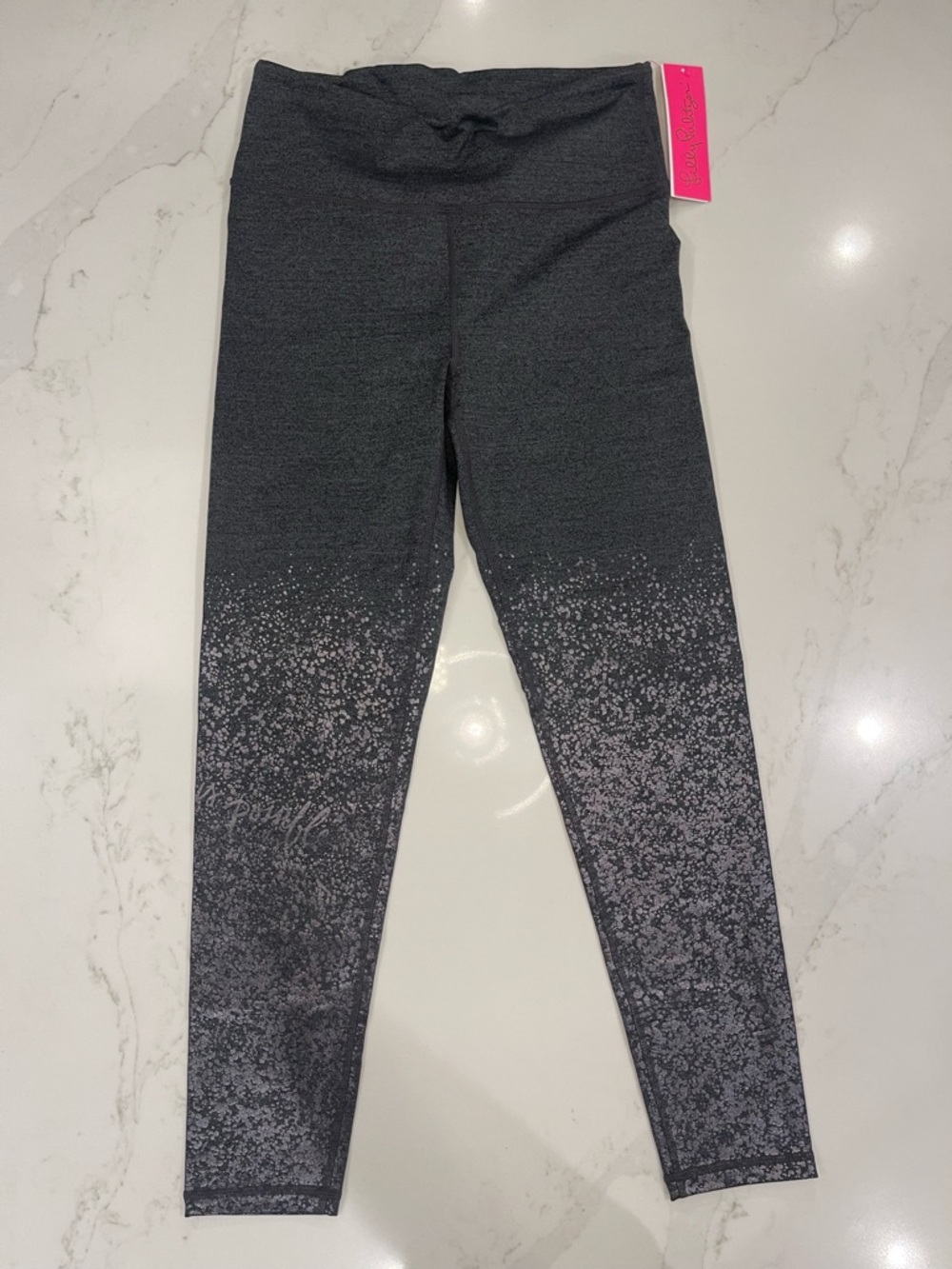 NWT Lilly Pulitzer Women’s Dark Grey w Silver Glitter Ombre Detail Leggings